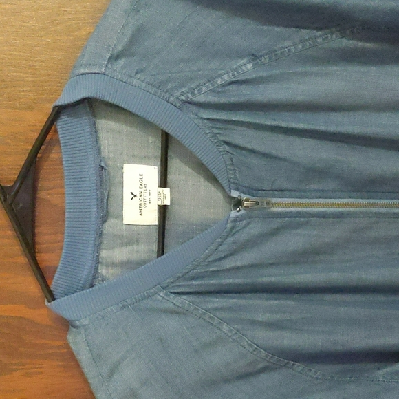 American Eagle Outfitters Light Blue Soft Denim Zip Jacket Size XL - Picture 3 of 9